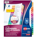 Avery Ready Index Table of Contents Dividers, 15 Tab, 1 Set, Multi-Colour (11143)