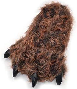 Millffy Funny Slippers Grizzly Bear Stuffed Animal Furry Claw Paw Slippers Toddlers, Kids & Adults Costume Footwear (X-Large - (Men's Size), Brown Grizzly Bear)