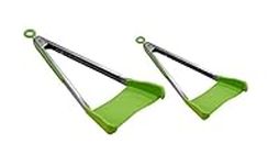 Allstar Innovations Clever 2 in 1 Kitchen Spatula & Tongs Non-Stick, Heat Resistant, Stainless Steel Frame, Silicone & Dishwasher Safe, As Seen on TV, Green