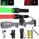 LUXJUMPER Red and Green Hunting Torch, 350 Yards Red Green LED Coyote Hog Predator Light with Pressure Switch & Scope Mount, Zoomable Green and Red Tactical Flashlight Torches for Night Hunt