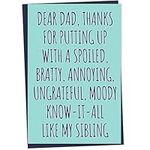 Funny Birthday or Fathers Day Card for Dad, Dear Dad Thanks for Putting Up With My Sibling, Birthday Card Dad, Rude Card for Dad, Rude Fathers Day Card for Dad