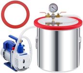 GarveeTech 5 Gallon Vacuum Chamber with Pump Kit, 1/3 HP 5 CFM Vacuum Degassing Chamber Kit, 0.7in High-Seal Acrylic Lid, Ideal for Stabilizing Wood, Degassing Silicones, Epoxies and Essential Oils