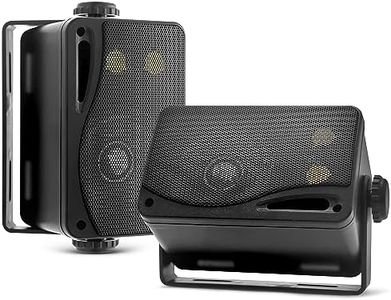 Pyle PLMR24B 3.5-Inch 200 Watt 3-Way Weather Proof Mini Box Speaker System (Black)