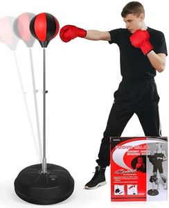 Fitness Reflex Bag, Speed Ball Stand Punching Bag with Gloves, Boxing Bag for Adults and Teens, 59IN Great MMA Training (Black Red)