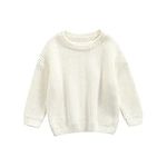 L&ieserram Baby Girl Boy Knitted Jumper Sweater Newborn Kids Long Sleeve Knitwear Toddler Casual Top Clothes Children's Pullover Outfit Autumn Winter 0-5 Years (White, 6-9 Months)