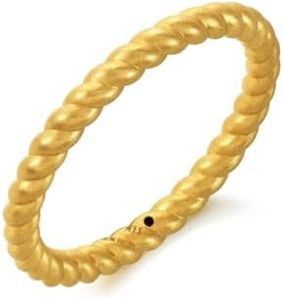 CHOW SANG SANG 999 24K Gold Essence Stackable Cubic Twisted Rope Ring for Women 92309R (Our Size 16/ US 7.5)
