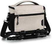 BAGSMART Small Camera Bag for Photographers, Compact Camera Shoulder Bags for DSLR/SLR/Mirrorless Cameras, Waterproof Crossbody Camera Case with Tripod Holder, Ivory White