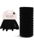 Kitsch Elastic Hair Ties for Women, Black Hair Ties No Damage, Black Rubber Bands for Hair, Hair Bands for Women's Hair & Ponytail Holders, Hair Elastics, Small Hair Ties for Thick Hair, 12pcs