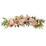 YLSZHY Artificial Rose Flower Swag,25.6 Inches Wedding Arch Flowers, Floral Swag for Lintel,Rose Door Decor Wreath for Home Wedding Wall Door Decoration (Pink)