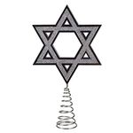 Sparkling Silver Hanukkah Star of David Holiday Tree Topper Jewish Decoration