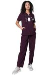 KNYA Ecoflex Women's Scrub suit | 5 Pocket | 4 Way stretch | Athleisure Work Wear |For Doctors(S, Wine)