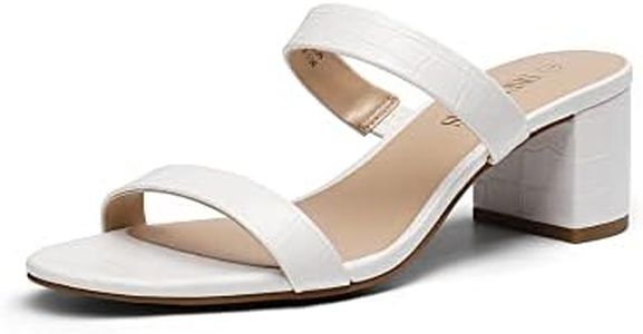 DREAM PAIRS Women's Two Strap Open Toe Low Block Chunky Heels Sandals Dress Pumps Shoes,Size 7,White-Stone,DHS213-1