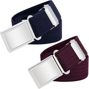 Kids Toddler Elastic Magnetic Belt - Adjustable Magnetic Buckle Stretch Belts for Boys Girls by WELROG (Navy blue/Wine red ripple)