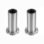 HiPicco Linear Ball Bearings, LM25LUU 25mm Extra Long Round Flange Linear Motion Bushing Double Side Rubber Sealed for 25mm Linear Shaft CNC Machine 3D Printer 2 Pack