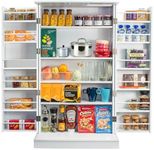 Ezigoo Pantry Cupboard 103cm Kitchen Cabinet with Countertop & Adjustable Shelves with Guardrail, Free Standing Storage Units as Multifunctional Space-saving Organizer for Kitchen Dining Living Room