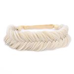 DIGUAN Wide Fishtail 2 Strands Synthetic Hair Braided Headband Classic Chunky Plaited Braids Elastic Stretch Hairpiece Women Girl Beauty accessory,59g Bohemian (White Blonde with Shiner)