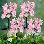 MAGGIFT Solar Flower Lights,Outdoor Solar Powered Garden Lights,20 LED Waterproof Changing Flower Lights Landscape Stake Light for Garden Yard Pathway Patio Decor 4Pack, Peach blossom-4Pack