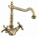 Bristan K SNK EF ABRZ Colonial Kitchen Mixer Tap EASYFIT, Antique Bronze, Two Lever