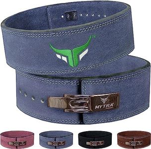 Mytra Fusion Powerlifting Belt Weight lifting lever belt 100% Genuine Leather Heavy Duty Bodybuilding Gym Belt for Men & Women 4" wide and 10mm thick (Grey, Large)