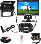 Car Reversing Camera Kit 7" TFT LCD Screen HD Monitor 12V-24V parking Sensor kit Night Vision Waterproof Rear View Reversing Backup Camera with 15M Cable for RV Bus Truck Trailer