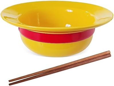 Luffyy Sombrero de paja Tazón Cuenco de CeráMica Cuenco con Palillos, Anime Merch,se Puede Utilizar como Cuenco para Mezclar、Tazón de Ramen、Tazón de Bowl, Regalo Para un Amigo