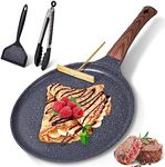 AOSION 11 inch Crepe Pan Nonstick Dosa Tawa Pan,Ceramic Coating Skillet Pan,Tortilla Pan for Pancake Omelette Steak Frying Egg with Ergonmic Handle,For All Stoves