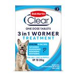 Bob Martin Clear | 3 in 1 Wormer Tablets for Small Dogs & Puppies (up to 20kg) | Clinically Proven Treatment (2 Tablets)