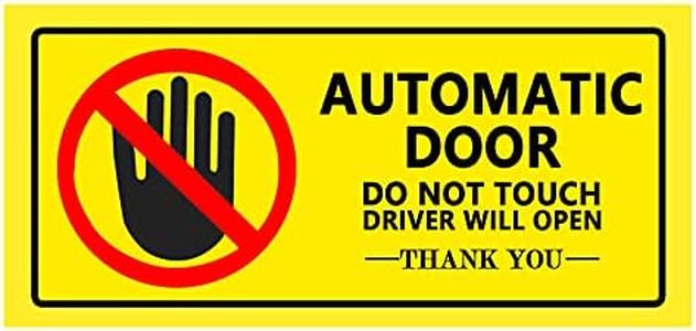 Top label Caution - Automatic Door Window Sign Stickers for Van,Taxi,Ride Vehile,4x2 Inch,15 Pcs Per Pack Yellow