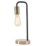 Antique Brass & Black Vintage Metal Industrial Swan Neck Table Desk Lamp | 35cm Height | 1 x ES E27 Lamp Bulb Required | UK Approved | in-Line On Off Rocker Switch