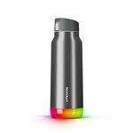 HidrateSpark PRO Smart Water Bottle – Insulated Stainless Steel – Tracks Water Intake with Bluetooth, LED Glow Reminder When You Need to Drink – Chug Lid, 32oz, Brushed Steel