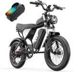 Snokco Adult Electric Bike 52V40AH/48V20AH/48V15.6AH Removable Battery Range 50-180 Miles 2.0 * 4 Wide Tyre Off-Road Motorcycle All Terrain Electric Bike (C20 Lite-48V 15.6AH)