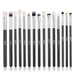 BEILI Black 15 Pieces Eye shadow eyeliner Eyebrow Natural goat hair Makeup brushes Set