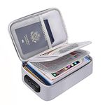 Small Fireproof Storage Organizer Case with Lock(9.4”x 5.9”x 3.2”), ENGPOW 3-Layer Money Safe Coin Organizer Wallet Bag for Cash,Card,Passport,Check,Bill,Travel Home Organizer Carrying Case,Silver