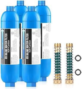 Lifefilter RV Inline Water Filter, NSF Certified, Reduces Chlorine, Bad Taste, Odor, Dedicated for RVs and Marines,4 Pack Drinking Filter with 2 Flexible Hose Protector