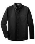 Spring&Gege Boys Long Sleeve Uniform Woven Twill Button Down Shirt for Children Black Size 13-14 Years