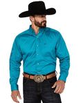 ARIAT Men's Team Logo Twill Classic Fit Shirt, Enamel Blue, Large