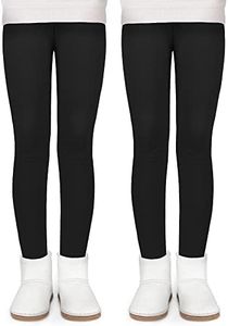 KEREDA Girls Fleece Lined Leggings Thermal Leggings Kids Warme Winter Pants Trousers 4-13 Years Pack of 2 Black/Black