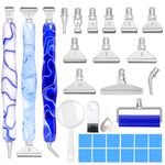Praise V Do Ergonomic Diamond Painting Art Drill Bead Dot Pen Kit with Screw Steel Silver Metal Tip Nibs Placers Roller Tool Accessories for 5D Diamond Paint Blue