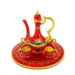 YU FENG Moroccan Teapot Set Jewelry Trinket Box Hinged Hand Painted Enamel Treasured Trinkets Collectable Jewellery Box Ring Holder For Home Decor Gift,3inch