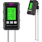 LDOPTO 6-in-1 Soil Moisture Meter Digital Plant Temperature/Soil Moisture/PH Meter/Sunlight Intensity Backlight LCD Display Soil Test Meter for Gardening, Farming and Outdoor Plants