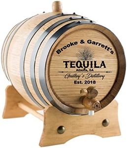 Personalized Tequila Oak Barrel | Custom Engraved American White Oak Aging Barrel - Age your own Tequila, Whiskey, Rum, Wine, Beer, Vinegar... (2 Liters)