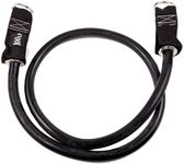 GoFit Black Power Tube Resistance Band 100 lbs Heavy-Duty Exercise Fitness Strength Training Tube with Premium Latex Rubber, Nylon Webbing, Stitching + Durable Connecting Rings for Full Body Workouts
