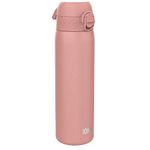 ION8 Steel Water Bottle, 600 ml/20 oz, Leak Proof, Easy to Open, Secure Lock, Dishwasher Safe, Hygienic Flip Cover, Fits Cup Holders, Carry Handle, Durable, Metal Water Bottle, Ash Rose Pink