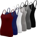 BQTQ 6 Pieces Basic Camisole Adjustable Strap Camisole Spaghetti Strap Tank Top for Women and Girl(Black, White, Gray, Navy, Dark red, Dark Gray, Large)