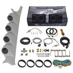 GlowShift 99-07 Ford Super Duty Powerstroke Gray Quad Pillar Pod w/Tinted 7 Color Diesel Gauge Package Boost, EGT, Trans Temp & Fuel Pressure by GlowShift