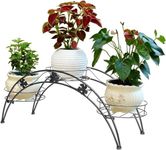 Nutech Impex Metal Arch Plant Rack Organizer Flower Pot Plant Stand with NUTECH IMPEX Metal Arch Plant Rack Half Moon planter stand Organizer Flower Pot 26 inch Modern Flower Pots for Balcony Black