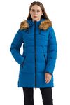 Orolay Women's Hooded Down Jacket Warm Outdoor coat for Winter Blue L