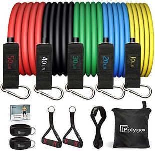 Polygon Resistance Bands Set, Exercise Tubes with Handles, Door Anchor and Ankle Straps - Stackable Up to 150 lbs - Workout Bands for Resistance Training, Physical Therapy, Home Workouts