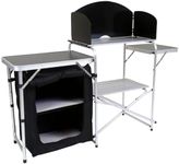 Charles Bentley Odyssey, Folding Kitchen Unit, Medium, Camping Storage Unit, Portable, Outdoor Cooking, Lightweight, Foldable, Easy Assembly, Windshield, Mesh Panelling, Carry Bag (146x46x80cm)
