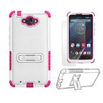 Beyond Cell Phone Case for Motorola Droid Turbo XT1254 - White PC with Hot Pink Silicone